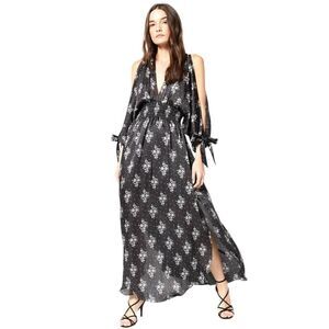 MISA Los Angeles Ales Floral Black Maxi Smocked Dress Size Medium